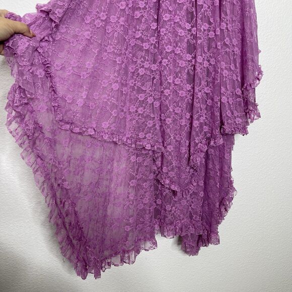 RARE Free People Lace Skirt Medium French Courtship Lilac Sheer Whimsical Fairy - Picture 3 of 12